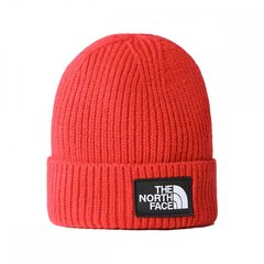 Зимова шапка The North Face Box Logo Cuffed Beanie Red (NF0A3FJX682) - оригінал в Україні