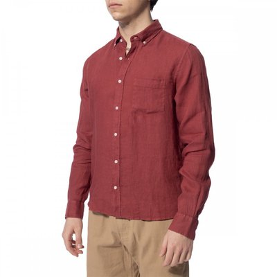 Чоловіча сорочка Edmmond Studios Linen Shirt Plain Bordeaux (123-10-01390) - оригінал в Україні