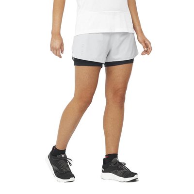 Шорти для бігу Salomon Cross 2in1 Shorts White Black (LC2036000) - оригінал в Україні