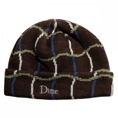 Зимняя шапка Dime Wave Checkered Beanie Brown (DIMEHO38BRN) - оригинал в Украине